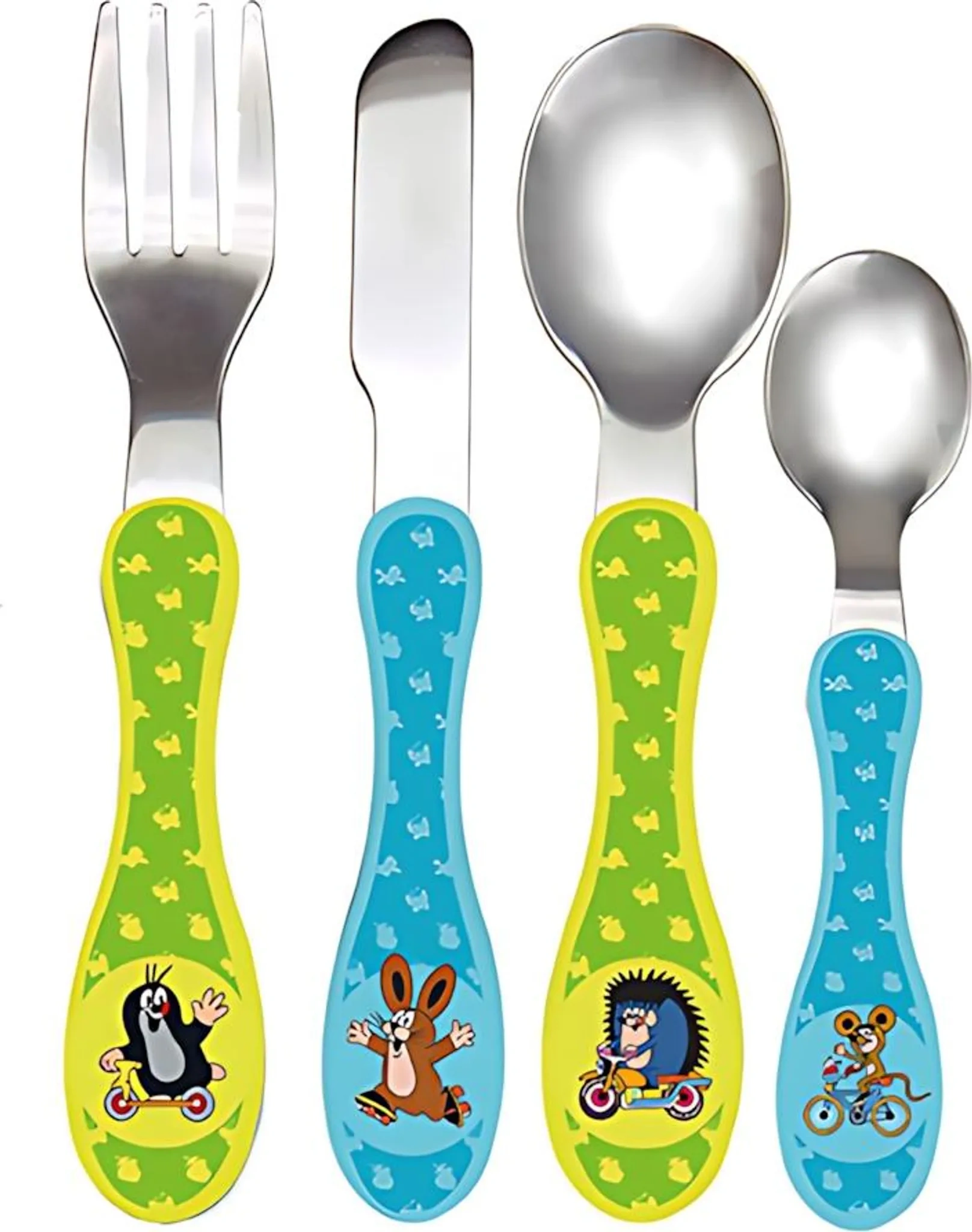 Trötsch Kinder-Besteck-Set „Der kleine Maulwurf – Fahrzeuge“ 4-teilig aus Edelstahl