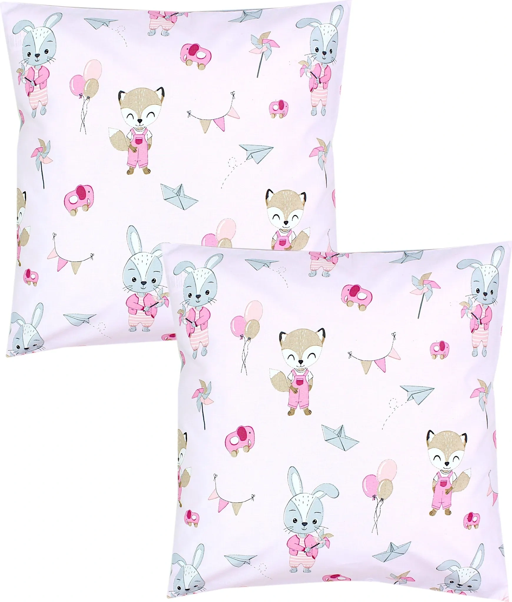 TupTam Kinder-Kissenbezug 2er Set 80x80 cm – Fuchs & Kaninchen Rosa, 100% Baumwolle mit Hotelverschluss TupTam Kinder-Kissenbezug 2er Set 80x80 cm – Fuchs & Kaninchen Rosa, 100% Baumwolle mit Hotelverschluss