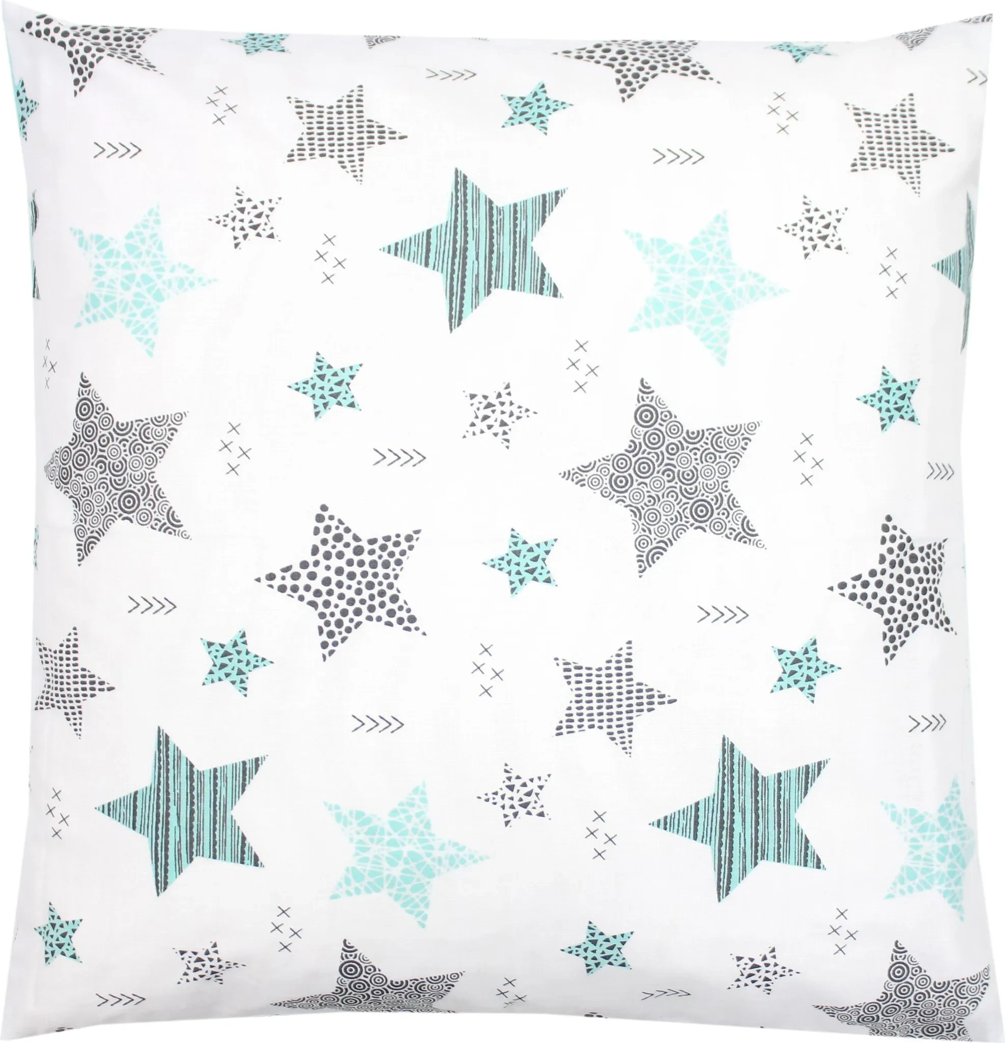 TupTam Kinder Kissenbezug 80×80 cm – Motiv „Sterne Mint/Schwarz“